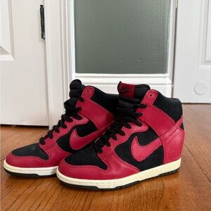 Nike Women's Black and Red Sky Dunks High-Top Sneakers